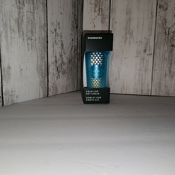 Starbucks Mini Cup Keychain Ornament Ice Blue Glacier Blue Ombre Studded - Picture 5 of 5